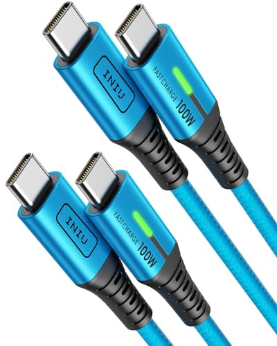 INIU Câble USB C, 2m+2m 100W Charge Rapide, PD Câble USBC vers USB C,Bleu | PD 3.0 QC 4.0, Nylon Tressé pour iPhone 17 16 Pro, Samsung Galaxy S25 S24 Ultra, iPad MacBook Air, Pixel 9 Xiaomi Switch etc