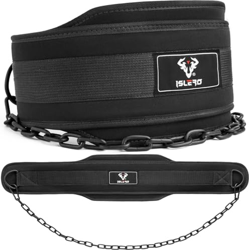 Islero tyngdlyftningsbälte dippbälte för ryggstöd, lyftbälte för män och kvinnor, kroppsbyggande, tyngdlyftning, träning, gym, fitness, dödlyft, knäböj, dubbelstark neopren (matt svart)
