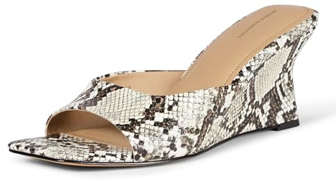 Amazon Essentials Women's Wedge Sandals, Grey Faux Snakeskin, 9