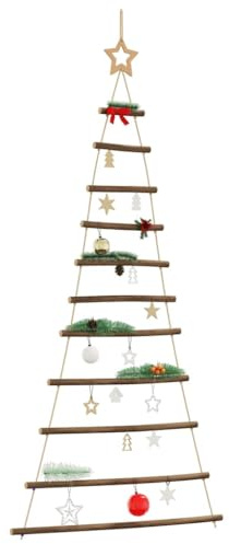 Azzrora Alberi di Natale Artificiali, Albero di Natale Facile da Montare, Albero di Natale Moderno, Alberi di Natale Particolari, Albero di Natale da Parete con Stella 74x150 cm Ramo Naturale