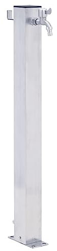 Colonna Acqua Giardino 23,5 x 7 x 40 cm, Fontana da Giardino Esterno, Acciaio Inox Quadrato Colonnina Acqua Giardino (1/2 BSP)