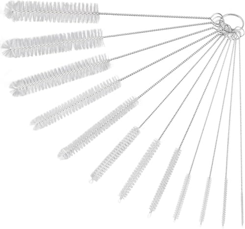 12 PCS Bottle Brush, Bottle Cleaning Brushes, Nylon Tube Brush, Straw Cleaner Brush with Hook and Loop