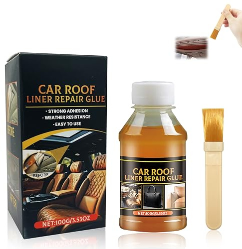 Smdrafy Colla per Cielo Auto, Colla per Tettuccio Auto, Resistente alle Alte Temperature, per Tutti i Tipi di Pelle, con Pennello (100g)