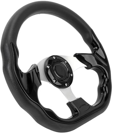 ZASCHMOY Elegante Volante per Auto Blu PU 13 Pollici - Impugnatura Migliorata, Ruota Sportiva Resistente all'impatto Facile Installazione Nei Veicoli (BLACK)