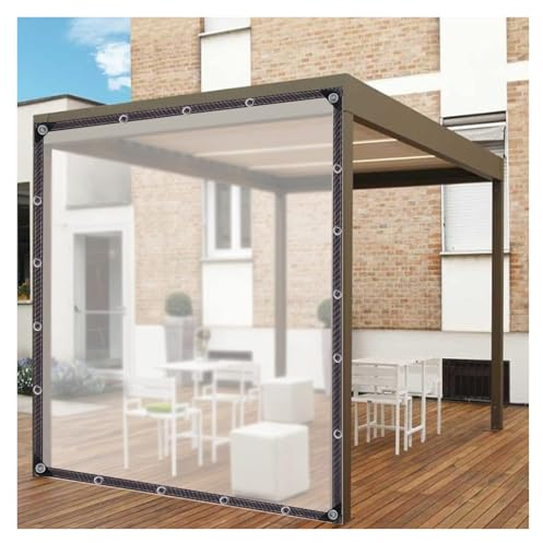 Bâche transparente robuste de 3 x 6 m avec œillets pour serre, terrasse, rgola, porche et cloison d'intimité, résistante aux intempéries