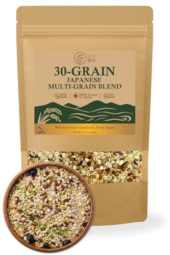 30-Grain Multigrain Rice Mix from Japan – Mixed Grains Blend with Barley, Beans & Sesame for Buddha Bowls & Burritos, Whole Grains, Non-GMO, High Fiber, Just Mix with White Rice, Easy to Cook (240g)