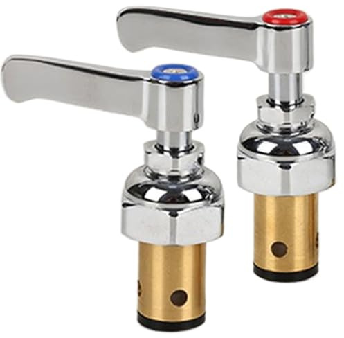 2PCS Copper Kitchen Faucet Handle Replacement, Sturdy Spindle Valve Assembly, Universal Kitchen & Bathroom Sink Tap Handles for Home & Commercial Use