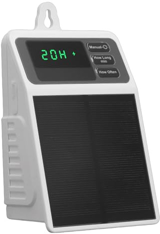 CHICIRIS de Riego por Goteo Automático Solar, IPX5 Impermeable 630 Ml/min 35 PSI con Batería Incorporada de 2200 MAh y Carga USB/solar, para Plantas de Interior y Exterior