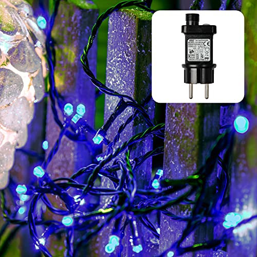 hellum LED Lichterkette Außen mit Timer, 3,9m beleuchtete Länge 40 LED, Lichterkette blau, strombetrieben mit Stecker, Weihnachtsbaumbeleuchtung mit Kabel in grün <59 lm 577310