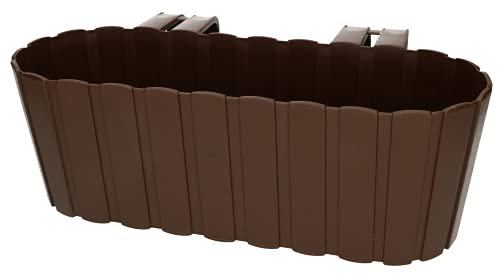 KOTARBAU® Jardinera para balcón marrón para Colgar en la barandilla Listones imitación Madera 40x15x15cm