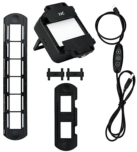 JJC Dia und Film Remake, Mit 1 x 35mm Diahalterung, 1 Streifen Filmhalter und LED Licht, 10 Stufen 6500K LED Lichtset für Negativkopien, Kamerawiederherstellung von Film zu Digitalfoto