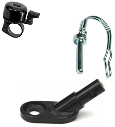 M-Wave Adapter Fahrrad Anhänger Kupplung mit Sicherungssplint inkl. 1 x Fahrradklingel