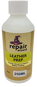 Repair Wizard Leather Prep Preparer Solution Cleaner Deglazer Removes & Strips Manufacturers Finish Grease Oil (250ml), Clear