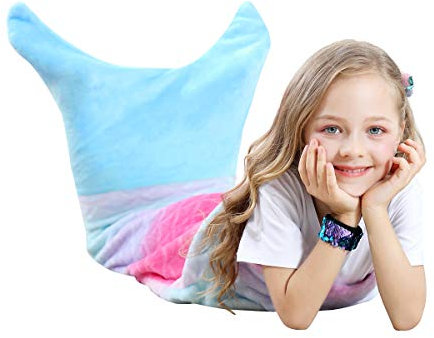 VHOME Kinder Meerjungfrau Decke Geschenke - Warmes Wohnzimmer Sofa Decke Kinder Kuscheldecke Für Weihnachts Geburtstagsgeschenk (K6-Blau, Kinder 120cm x 48cm)