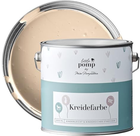 MissPompadour Wandfarbe Kinderzimmer Apricot & Heiter 2,5L mit hoher Deckkraft - geruchsneutrale, spritzfreie Kreidefarbe - atmungsaktiv, wasserbasiert, VOC-frei - LittlePomp