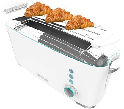 Cecotec Toaster Toast&Taste Extra W, 1000W, Doppelter XL-Schlitz für dicke Brotscheiben, Selbstzentrierungssystem, 7 Röststufen, Automatischer Auswurf, Krümelablage