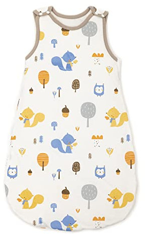 Baby Circle® Babyschlafsack, Schlafsack rund 2.5 TOG, 100% Bio-Baumwolle, Ganzjahresschlafsack, Schlummersack zum Füße wärmen, Schlafsack Winter und Sommer (Eule | Squirrel, 80 cm)