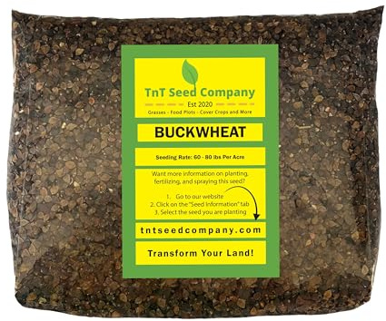 TnT Seed Company Buckwheat Food Plot Seed, 5 lb Bag, Fast Growing, Low Maintenance, Cover Crop Seeds, Soil Building, Pollinator Support, Wildlife Attraction, Green Manure, Erosion Prevention