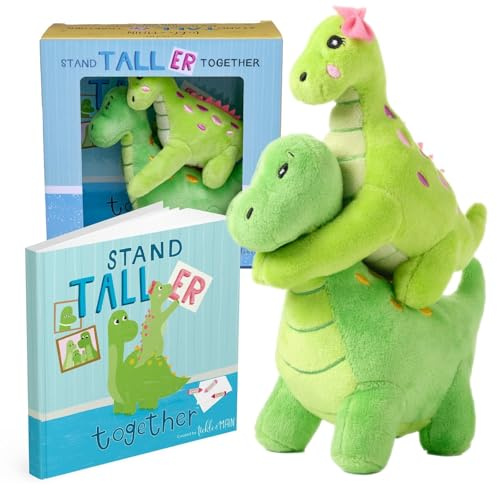 Tickle & Main Big Brother Gift Set with Dinosaur Plush & Storybook - Green Cotton Plush, 7 & 5.5, Ages 2+ - Big Brother Book & Little Sister Dinosaur Toy for Sibling Bonding
