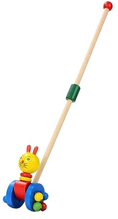 Almencla Push Along Walking Holzspielzeug Schiebe Lauflern Tier Ziehspielzeug Motorikspielzeug Pädagogisches Spielzeug Aus Holz für Kleinkinder für Geburtstags, Katze