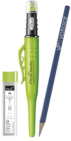 Pica Marker Set - Pica Fine Dry 0.9 Druckbleistift mit 24 Ersatzminen graphit Härte H