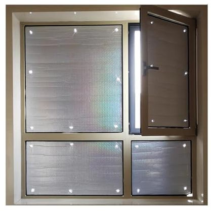 zklaseot Verdunkelungsrollo, Fenster Isolierfolie, Schutz Der Privatsphäre 100% Sonnenlicht Blockieren Wärmeisolierung for Fenster Glas Wintergarten Balkon (Farbe : Silver, Größe : 60x200cm)