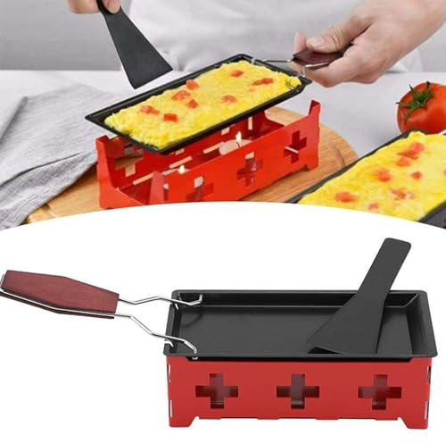PEIXEN Fondoir à Fromage antiadhésif, Mini Ensemble Chauffant à Fromage, Plat de Cuisson à Fromage avec spatule avec poignée Pliable, Plat de Cuisson au Four à Fromage pour dîners, apéritifs