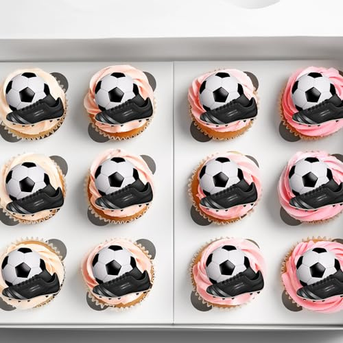 24 x Precut Football And Boot Edible Cupcake Topper Wafer Rice Paper Decoration For Cakes