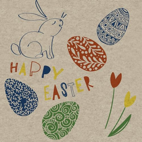 25 nachhaltige Servietten aus Recycling-Papier Ostern Fröhliche Osterzeit als Tischdeko. Papierservietten mit Motiv. Ökologisch nachhaltige Deko aus recyceltem Papier. 33x33cm