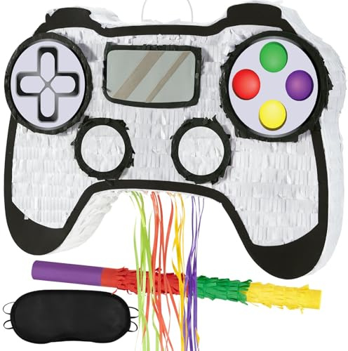 WERNNSAI Video Game Piñata - Game Controller Pinata Bundle with Blindfold and Bat for Boys Pinata Gaming Party Decoration for Kids Birthday Party Games Celebration