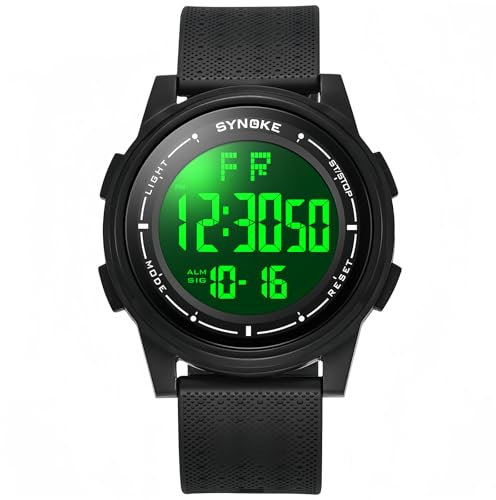 Shengxi Orologio Uomo Orologio Sportivo Digitale Impermeabile 5 ATM, Orologio Digitale da Polso con Retroilluminazione a LED, Cronometro, Sveglia e Timer Ultra-Sottile Minimalista Sport Orologi Unisex