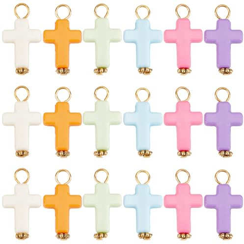 SUNNYCLUE Caja de 150 Dijes de Cruz Acrílico y Plástico - Pequeños Coloridos para Hacer Joyas