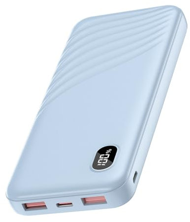 Thunelec Batterie Externe, 22.5W 10000mAh Power Bank Charge Rapide, Batterie Portable USB C Input & Output PD3.0/QC3.0, Chargeur Portable avec Affichage LED pour iPhone/Samsung/Huawei/Tablette Bleu