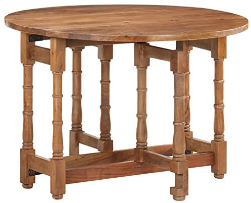 ShGaxin Esstisch, Esszimmertisch, Baumkantentisch, Dining Tables, Esszimmermöbel, Küchentisch, ESS Tisch, Rund 110x76 cm Mango Massivholz