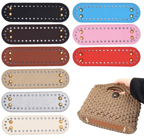 Dfuqanb 9 Stück Stricken Häkeln PU Taschenboden(18 x 5 cm), Korbboden Kunstleder, Boden Tasche Häkeln, Tasche Häkeln, Taschenboden, für Häkeltasche Stricktasche Umhängetasche