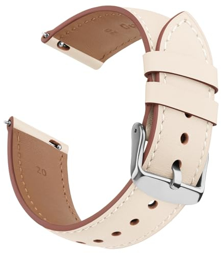 Vancle 20mm Cuir Bracelet de Montre pour Femmes et Hommes, Souple Bracelet de Remplacement pour Montre Connectée et Montres Universelles 20mm
