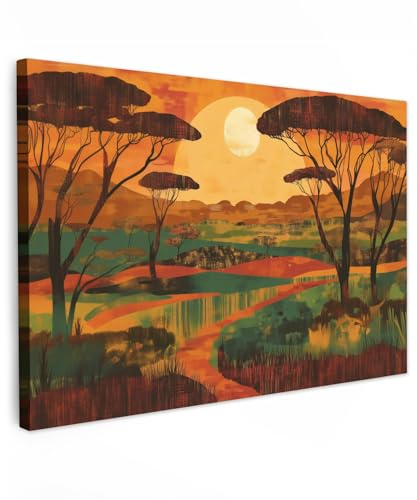 MuchoWow© Wandbilder Groß 120x80 cm XXL Wohnzimmer Wanddeko Schlafzimmer Zimmerdeko Wandgemälde Zimmer Deko auf Wand Dekoration Wall Art Landschaft - Afrikanisch - Sonne