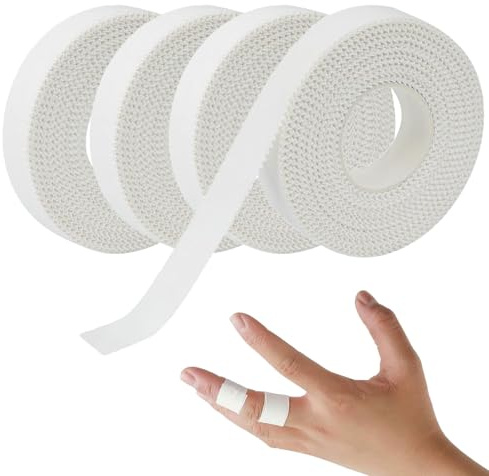 4 rollos de vendas para dedos, cinta adhesiva para dedos con adhesivo extrafuerte, cinta deportiva resistente a desgarros, cinta blanca para dedos, tobillos, muñecas, escalada y entrenamiento de