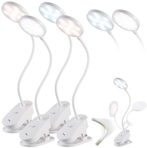 Lunartec LED Arbeitsleuchte Akku: 4er-Set Akku Schwannenhals Klemm-Lampe mit Touch (dimmbare Schwanenhals Lampen, Vollspektrum LED Lampen)