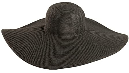 Ericotry Ridge - Sombrero de Verano de ala Ancha para Mujer, Sombrero de ala Grande, para jardín, Playa, Sol, Sombrero de Paja para Fiesta, jardín, Viajes, Color Negro