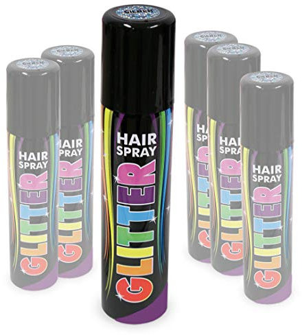KarnevalsTeufel Hairspray Glitter in verschiedenen Farben buntes Haarspray mit Glitzer Haarschmuck farbig (Silber)