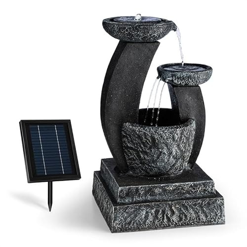 blumfeldt Fantaghiro - Fontaine de Jardin, Fonctionnement Solaire, Pompe de Circulation, Installation sur Pied, Intérieur ou en extérieur, 3 étages avec Cascades, Pierre