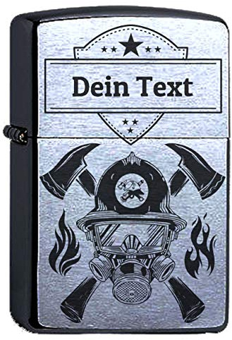 Zippo Feuerzeug mit Gravur Feuerwehr Maske und Wunschtext Freiwillige oder Berufs-Feuerwehr Lasergravur Personalisieren mit Wunschgravur Dein Name graviert personalisiert Rettungsdienst 112