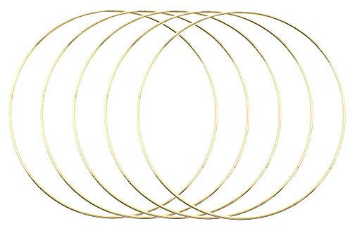 Ovtai Makramee Ringe, Dekoringe, 5 Stück Metallring 20cm, Drahtringe zum Basteln, Metallring Gold, Traumfänger Ringe, Metallringe zum Basteln für DIY Floral Hoop,Traumfänger, Hochzeitskranz