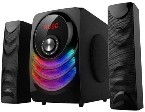 SIMPLETEK - Audioanlage 2.1 80W PC-Lautsprecher mit integriertem Subwoofer und RGB-LEDs | Sound- und Visuelles Erlebnis