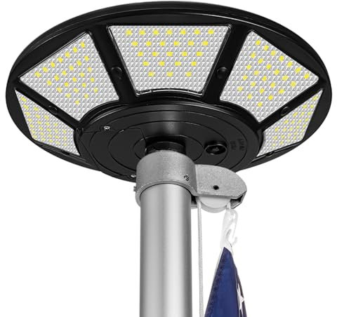 Etzeaxus Solar Flag Pole Light, 200 LEDs Super Bright Flagpole Light Solar Powered for Outdoor 15-25'' Flag Poles, Up to 12 Hrs, Waterproof & 100% Flag Illumination (Black), large, ET-889-200-B