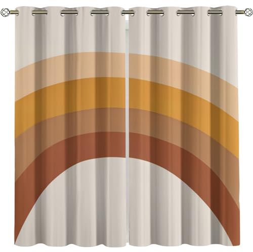 Kinder Gardinen Kinderzimmer Junge Mädchen Blickdicht Braunes Regenbogenmuster Mit Farbverlauf 200X160Cm 2Er Set Verdunkelungsvorhang Thermovorhang Hitzeschutz Vorhänge Wohnzimmer Schlafzimmer Vorh