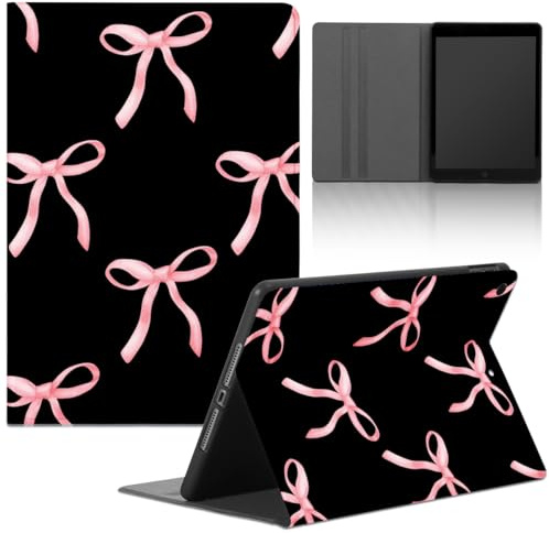 Stradvnaly Tablet Cover per Samsung Galaxy Tab A8 10,5 2021 X200/X205,Cartoon Modello Aesthetics Custodia Stand Multi-Angoli Antiurto PU Flip Cover Bumper Silicone Case,Fiocco Rosa a Forma di Nastro