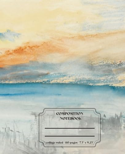 Sunset Over Water by J.M.W. Turner – Composition Notebook: | 110 Pages, 7.5 x 9.25 | Art Journal with Classic Painting Cover | Gift for Writers, ... Aesthetic Journal For Girls, Teens, Women