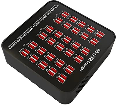 Caricabatterie multiplo, Smart 60 porte Hub USB Stazione di ricarica Presa di corrente Caricabatterie da muro multiporta Caricabatterie da tavolo Adattatore for ufficio domestico(25 Port USB)